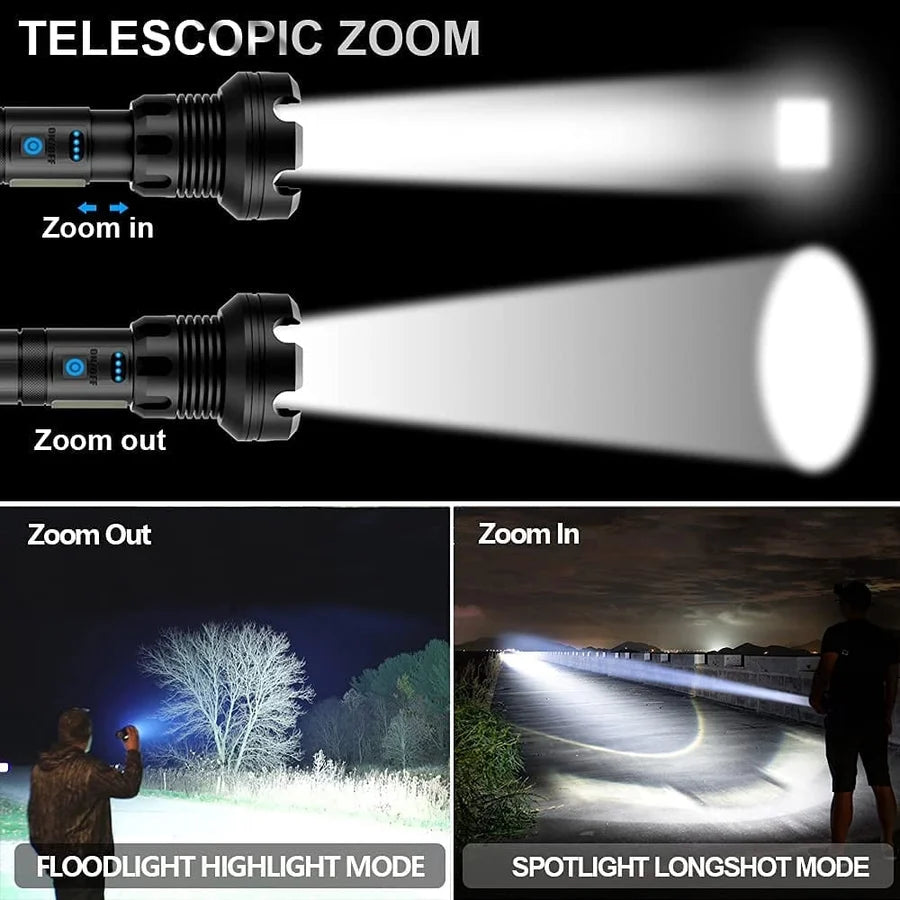 🔥LED Rechargeable Tactical Laser Flashlight 90000 High Lumens
