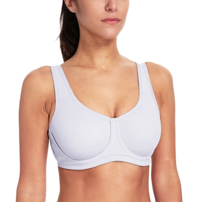 Keyla High Impact Double-layer Outer Underwire Sports Bra| C-G Cup| White - Beige - Black