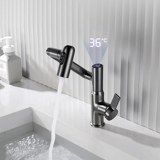Single-Hole Rotatable Faucet with Temperature Display